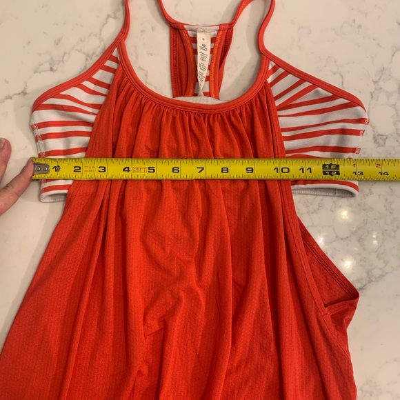 Lululemon, orange, women’s size 6 racer back tank with built in bra - Picture 5 of 6